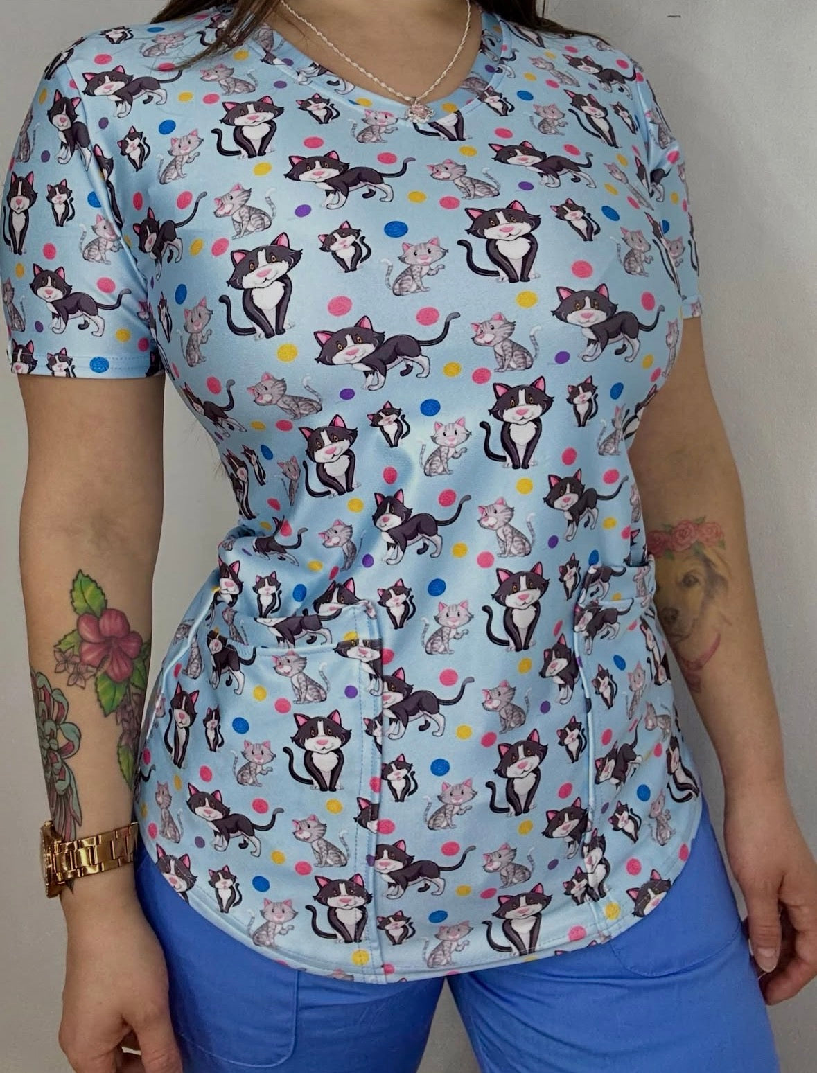Polera Gato celeste