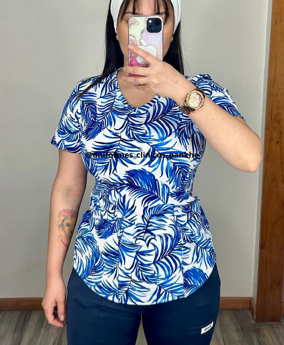 Polera Hojitas Azules