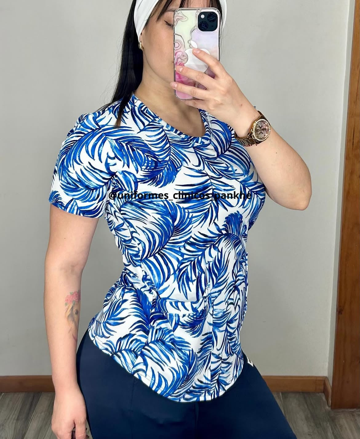 Polera Hojitas Azules