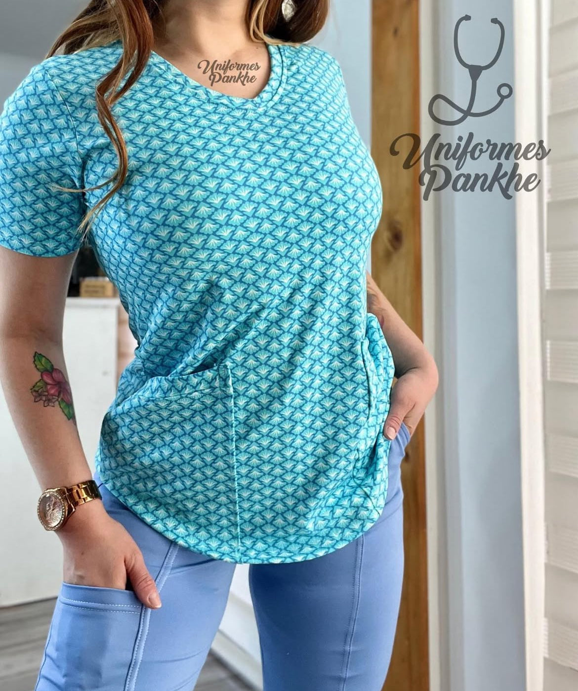 Polera Crustáceo Celeste