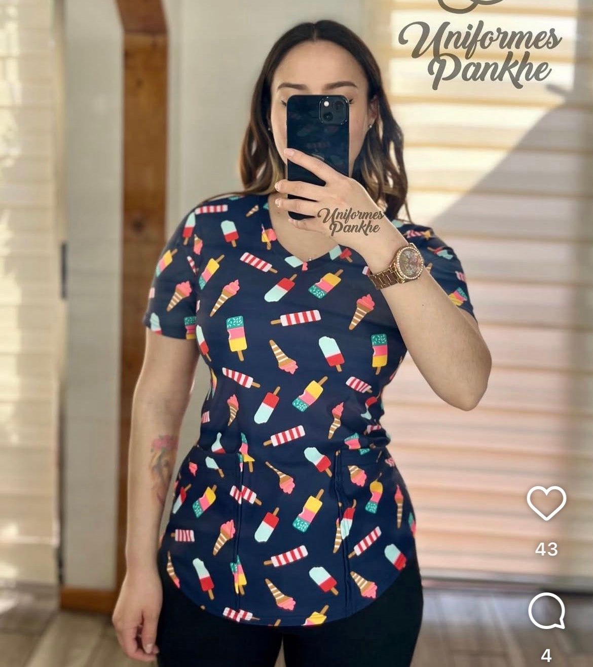 Polera Helados azul marino