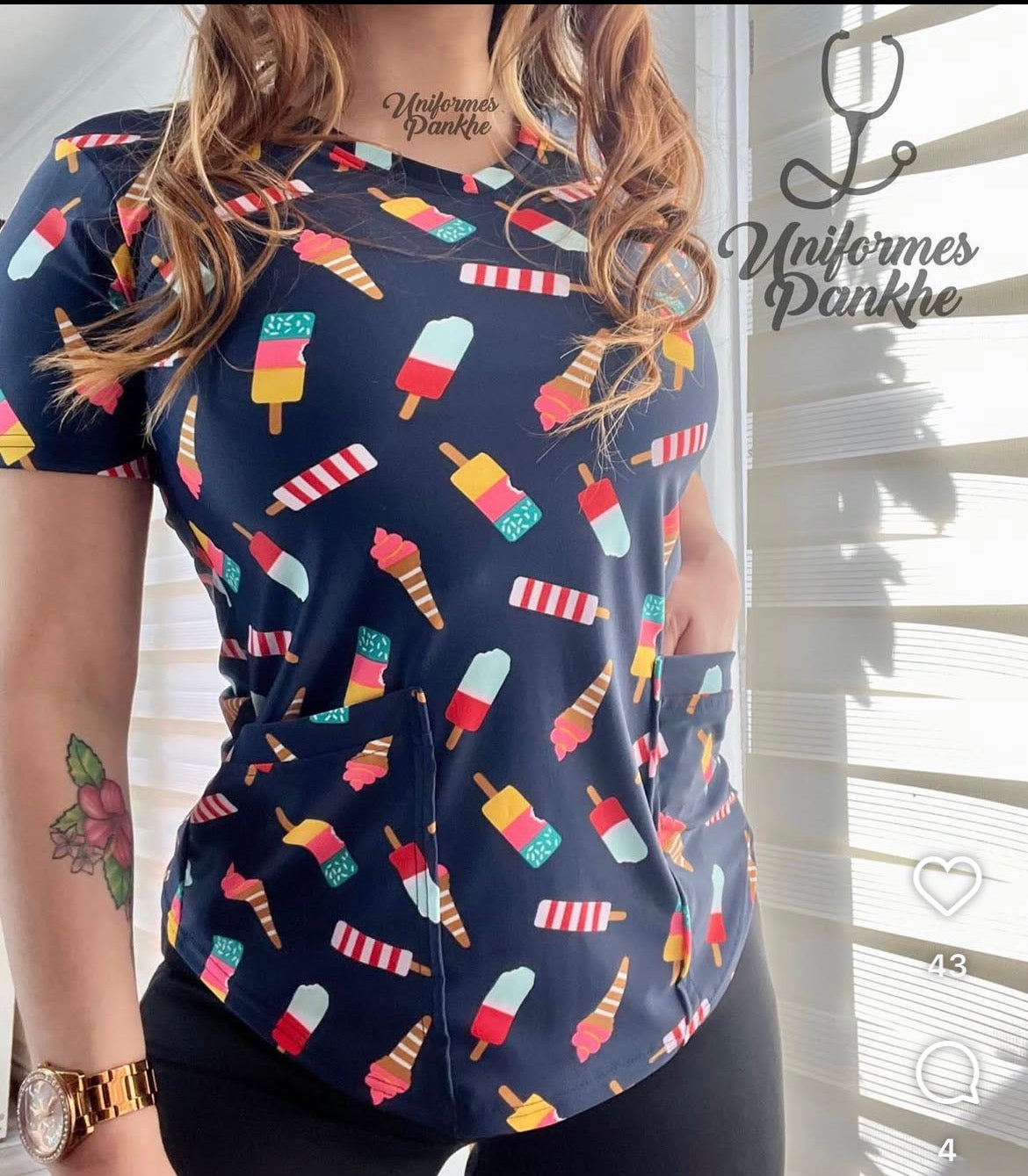 Polera Helados azul marino