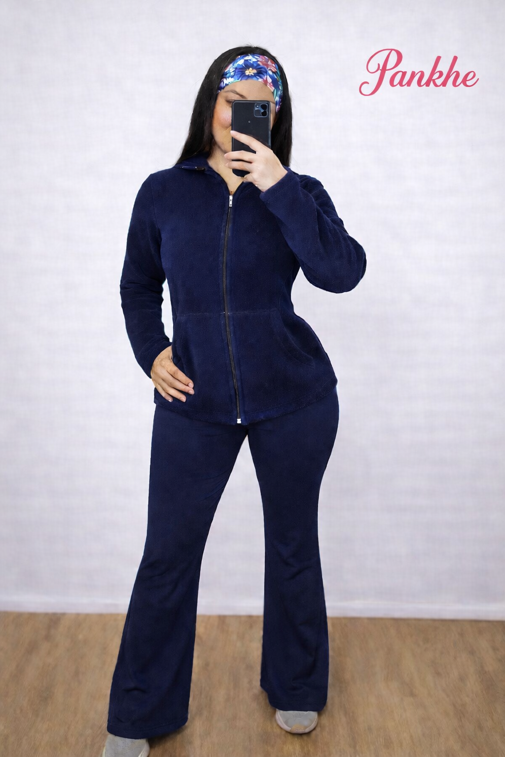 Poleron Polar Clínico Antipilling con Capucha Mujer Azul Marino